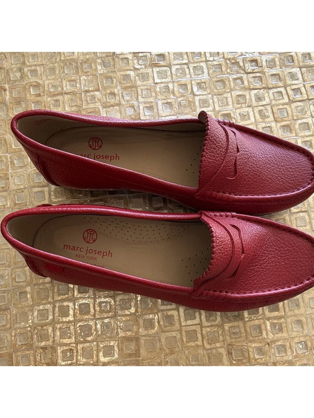 New Marc Joseph New York Carrol Street 2.0 Crimson Wax Leather Loafer 8.5